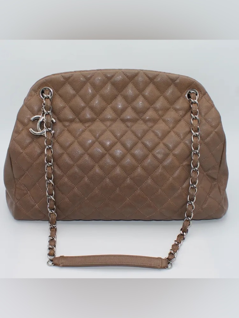 CHANEL Quilted Caviar Mademoiselle Bowler Bag / Chain Tote